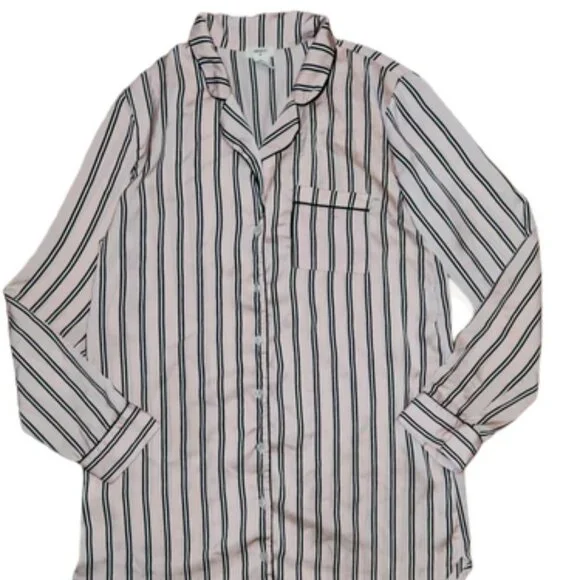 Forever 21 Striped Pajama Oversized Shirt || Small EUC - Picture 1 of 8